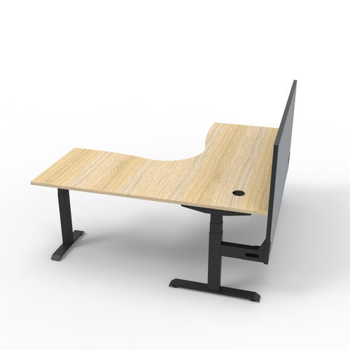 Rapidline Boost Plus Corner Workstation 1500 x 1500 x 750mm with Screen Natural Oak / Black Satin