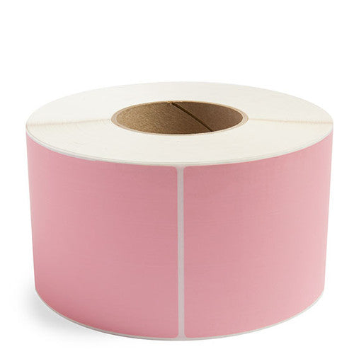 Bala Thermal Transfer Labels Permanent Adhesive Perforated 75x48mm Pink Roll of 2000