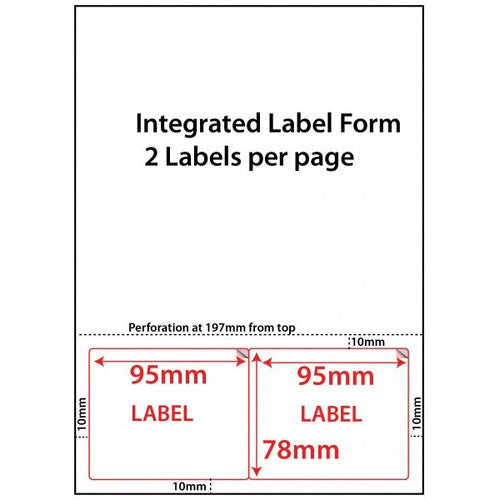Bala Integrated Labels 95 x 78mm Pack of 500 Sheets