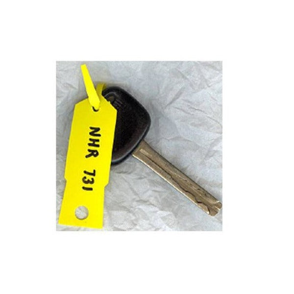Bala Vinyl Disposable Arrow Keytags with Pen 160 x 40mm Yellow Box of 1000
