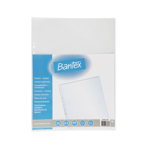 Bantex A3 Sheet Protectors Tough PP 120 Micron Portrait Frosted Pack of 25