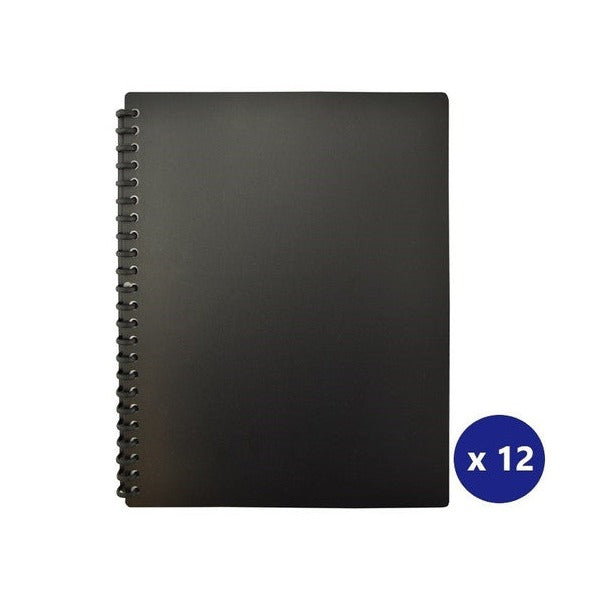 Bantex A4 Display Book Refillable Euro Matte PP 20 Pockets Black Box of 12