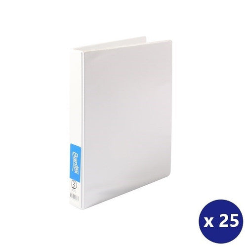 Bantex A4 Insert Binder Standard PP 2D Ring 25mm White Box of 25