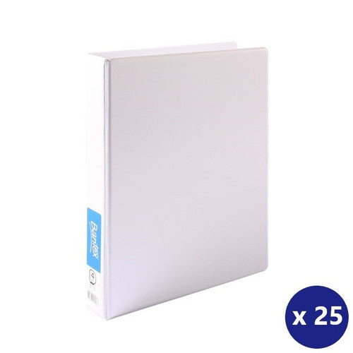 Bantex A4 Insert Binder Standard PP 4D Ring 25mm White Box of 25