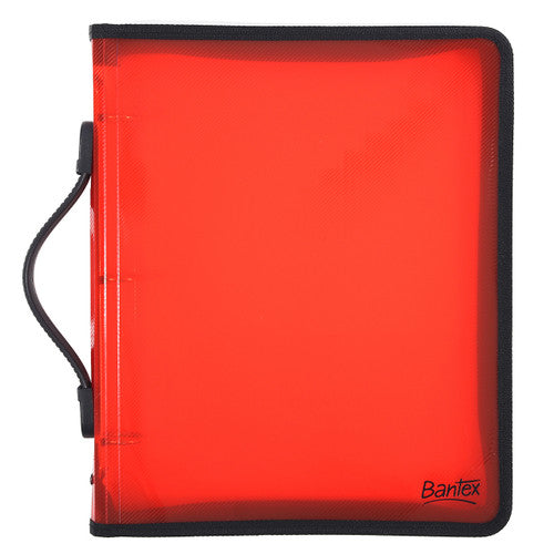 Bantex A4 Translucent Zipper Binder 3-O Ring 25mm Red