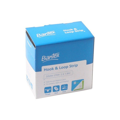 Bantex Hook and Loop Strip 20mm x 1.8m White