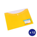 Beautone Document Folder A4 with Pocket Button Closure Yellow Box 12
