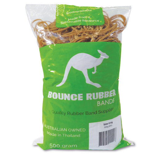 Bounce Rubber Bands Size 16 60 x 1.5mm 500g Bag Natural Tan
