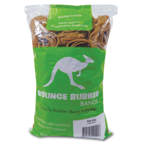 Bounce Rubber Bands Size 35 120 x 3.0mm 500g Bag Natural Tan