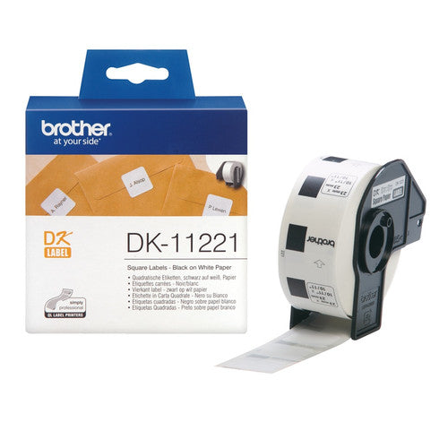Brother DK-11221 23mm x 23mm Black on White Label Roll
