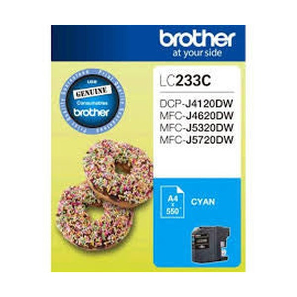 Brother LC233C High Yield Ink Cartridge 550 Pages Cyan