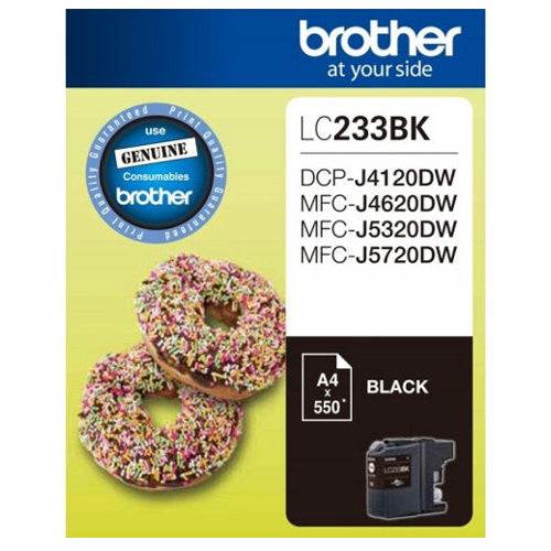 Brother LC233BK High Yield Ink Cartridge 550 Pages Black