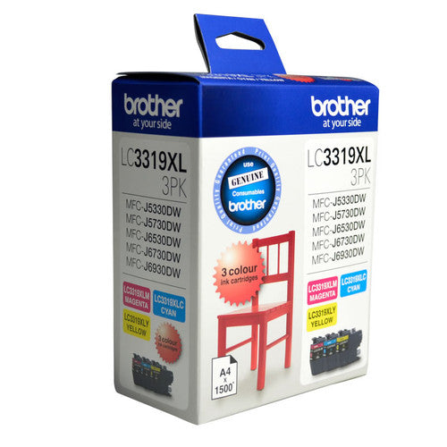 Brother LC3319XL3PK Super High Yield Ink Cartridge Triple Pack Cyan Magenta Yellow