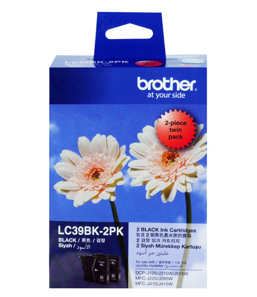 Brother LC39BK2PK Ink Cartridge Twin Pack Black 300 Pages Each