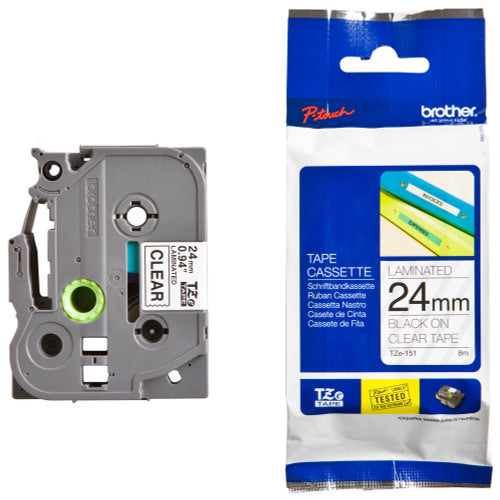 Brother TZe-161 Laminated Label Tape 36mm Black on Clear