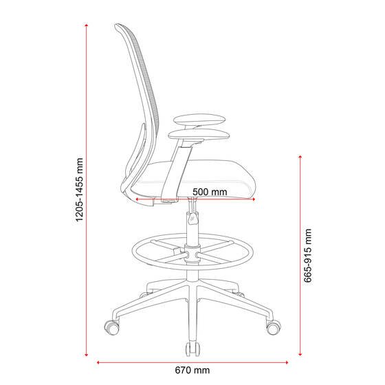 Buro Force Drafting Chair with Arms Light Grey Frame