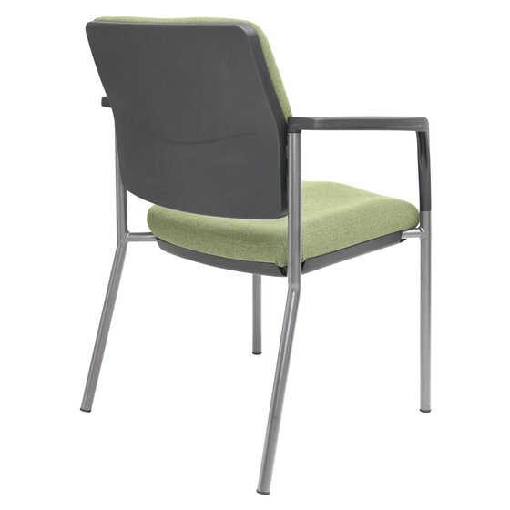 Buro Lindis 4 Leg Chair Silver Powdercoat Frame With Arms Safetex Olive