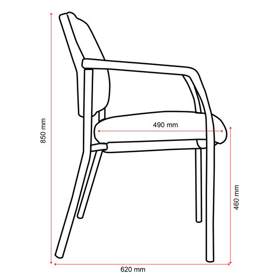 Buro Lindis 4 Leg Chair Silver Powdercoat Frame With Arms Safetex Rust