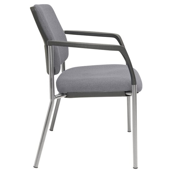 Buro Lindis 4 Leg Chair Silver Powdercoat Frame With Arms Safetex Smoke