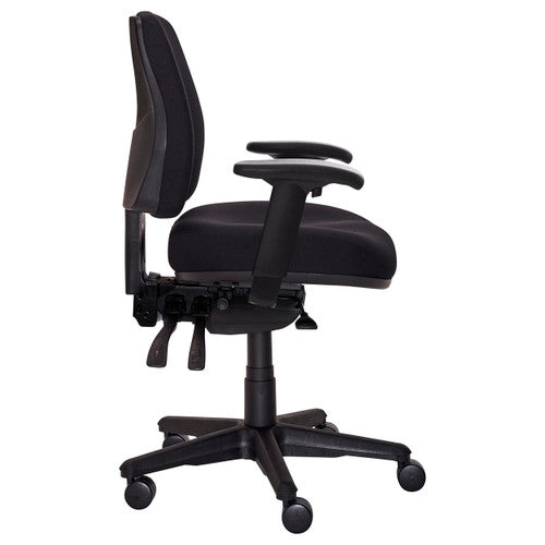 Buro Roma 3 Lever Mid Back Chair With Seat Slide and Arms Black