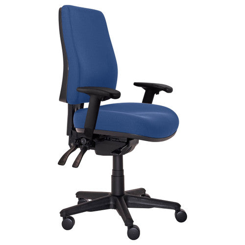 Buro Roma High Back Chair 3 Lever Seat Slide With Arms Navy
