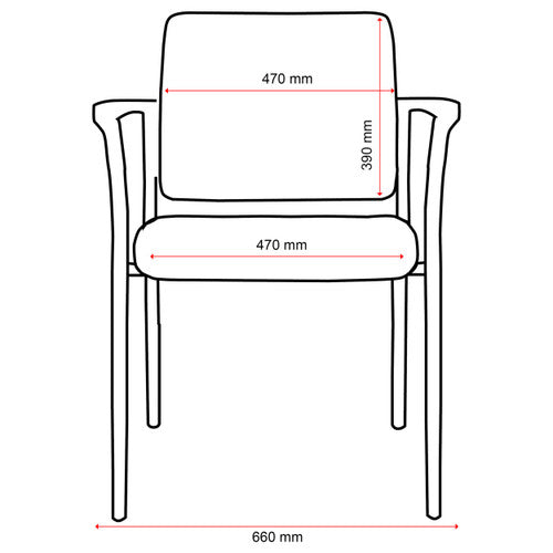 Buro Lindis 4 Leg Chair Black Powdercoat Frame With Arms Dillon PU Black