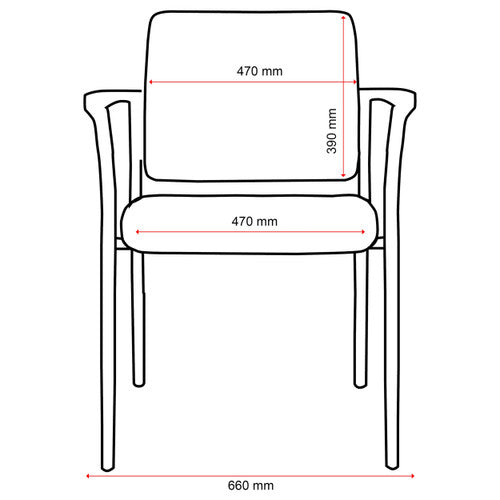 Buro Lindis 4 Leg Chair Black Powdercoat Frame With Arms Safetex Charcoal