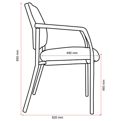 Buro Lindis 4 Leg Chair Black Powdercoat Frame With Arms Safetex Charcoal