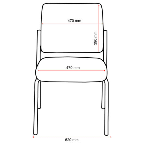 Buro Lindis 4 Leg Chair Black Powdercoat Frame Without Arms Dillon PU Black