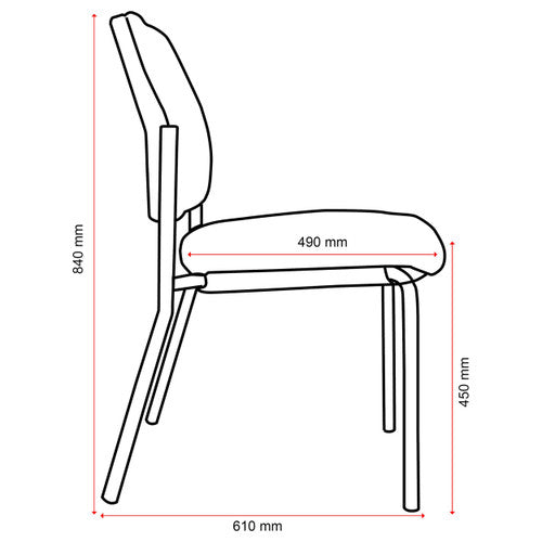 Buro Lindis 4 Leg Chair Black Powdercoat Frame Without Arms Safetex Cobalt