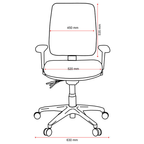 Buro Roma 3 Lever High Back Chair With Seat Slide No Arms Safetex Smoke