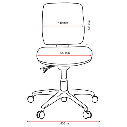 Buro Roma Mid Back Chair 3 Lever Seat Slide No Arms Cobalt SafeTex