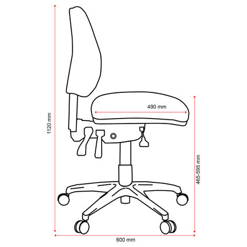 Buro Roma Mid Back Chair 3 Lever Seat Slide No Arms Cobalt SafeTex