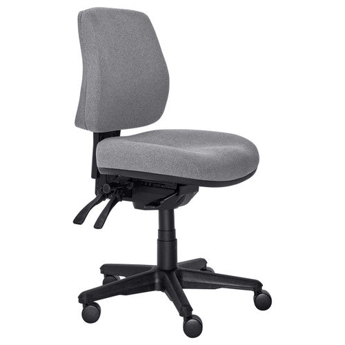 Buro Roma Mid Back Chair 3 Lever Seat Slide No Arms Smoke SafeTex