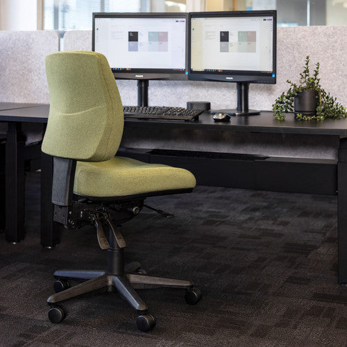 Buro Roma Mid Back Chair 3 Lever Seat Slide No Arms Smoke SafeTex