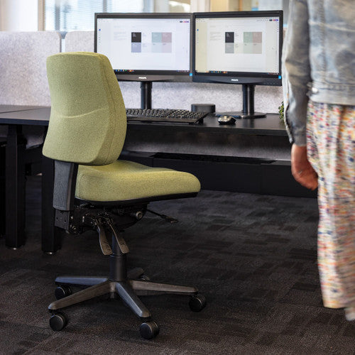 Buro Roma Mid Back Chair 3 Lever Seat Slide No Arms Smoke SafeTex