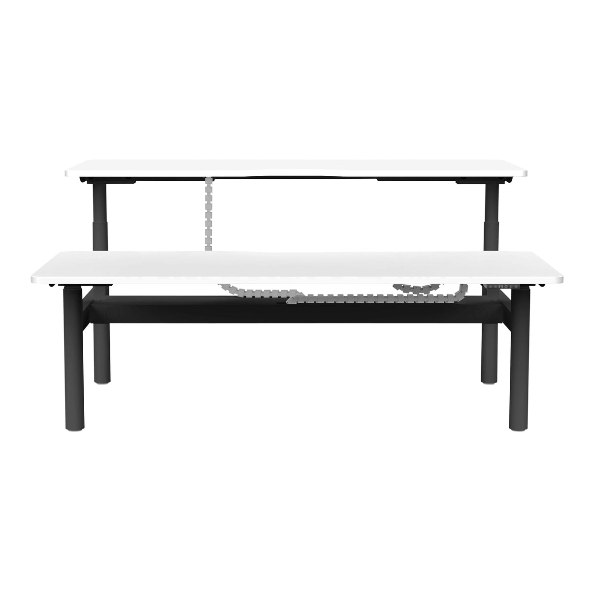 Buro Syntra Back to Back Height Adjustable Desk 1800 x 750mm Black Top White Frame