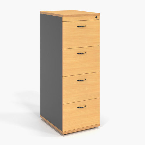 Rapidline Rapid Worker Filing Cabinet 4 Drawer 465 x 600 x 1300mm Beech / Ironstone