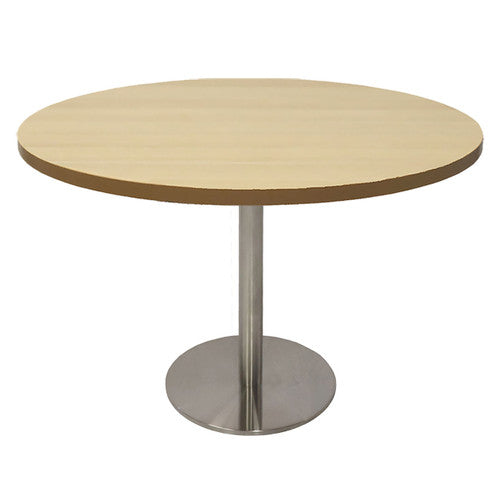 Rapidline Estilo Round Table Flat Disc Base 1200mm Diameter Natural Oak / Stainless Steel