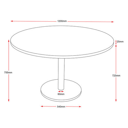 Rapidline Estilo Round Table Flat Disc Base 1200mm Diameter Cherry / Stainless Steel