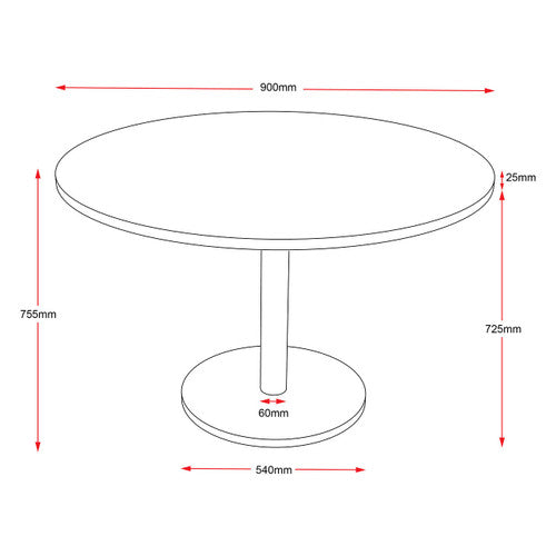Rapidline Estilo Round Table Flat Disc Base 900mm Diameter Natural White / Stainless Steel