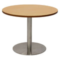 Rapidline Estilo Round Coffee Table Flat Disc Base 600mm Diameter Beech / Stainless Steel