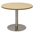 Rapidline Estilo Round Coffee Table Flat Disc Base 600mm Diameter Natural Oak / Stainless Steel