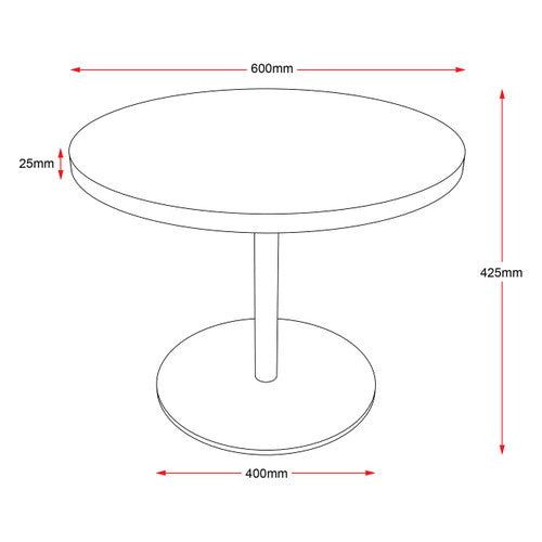 Rapidline Estilo Round Coffee Table Flat Disc Base 600mm Diameter Beech / Black