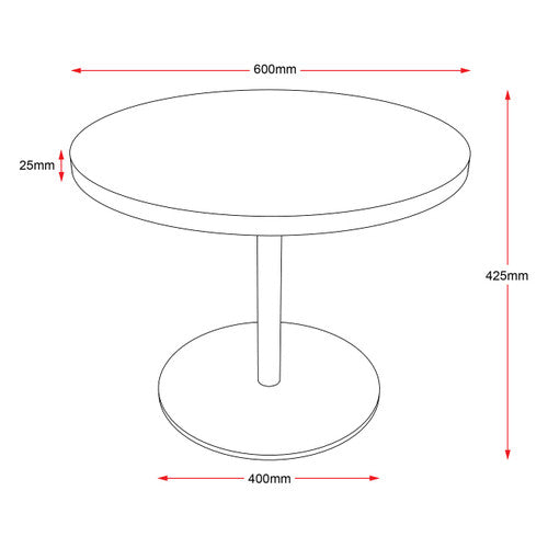 Rapidline Estilo Round Coffee Table Flat Disc Base 600mm Diameter Cherry / Stainless Steel
