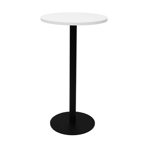 Rapidline Estilo Round Dry Bar Table Flat Disc Base 600mm Diameter Natural White / Black
