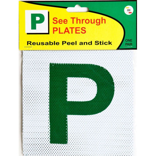 CO3 See Through Green P Plates Reusable Peel and Stick