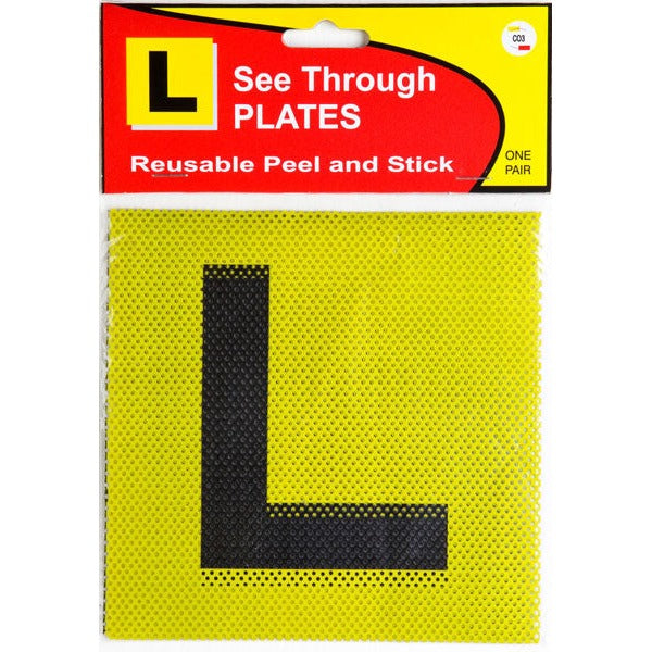 CO3 See Through L Plates Reusable Peel and Stick
