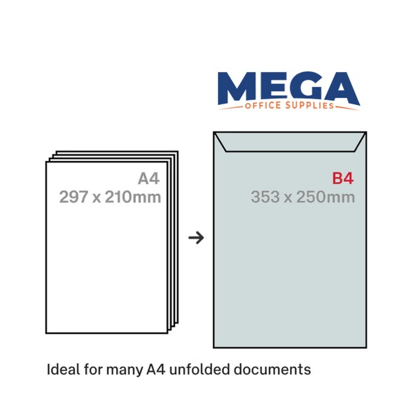 Candida B4 Envelopes 100gsm Plain Face Non-Secretive Pocket Peel and Seal 353x250mm Box of 250