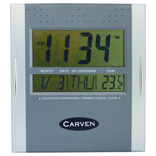 Carven Digital Clock 210mm Silver
